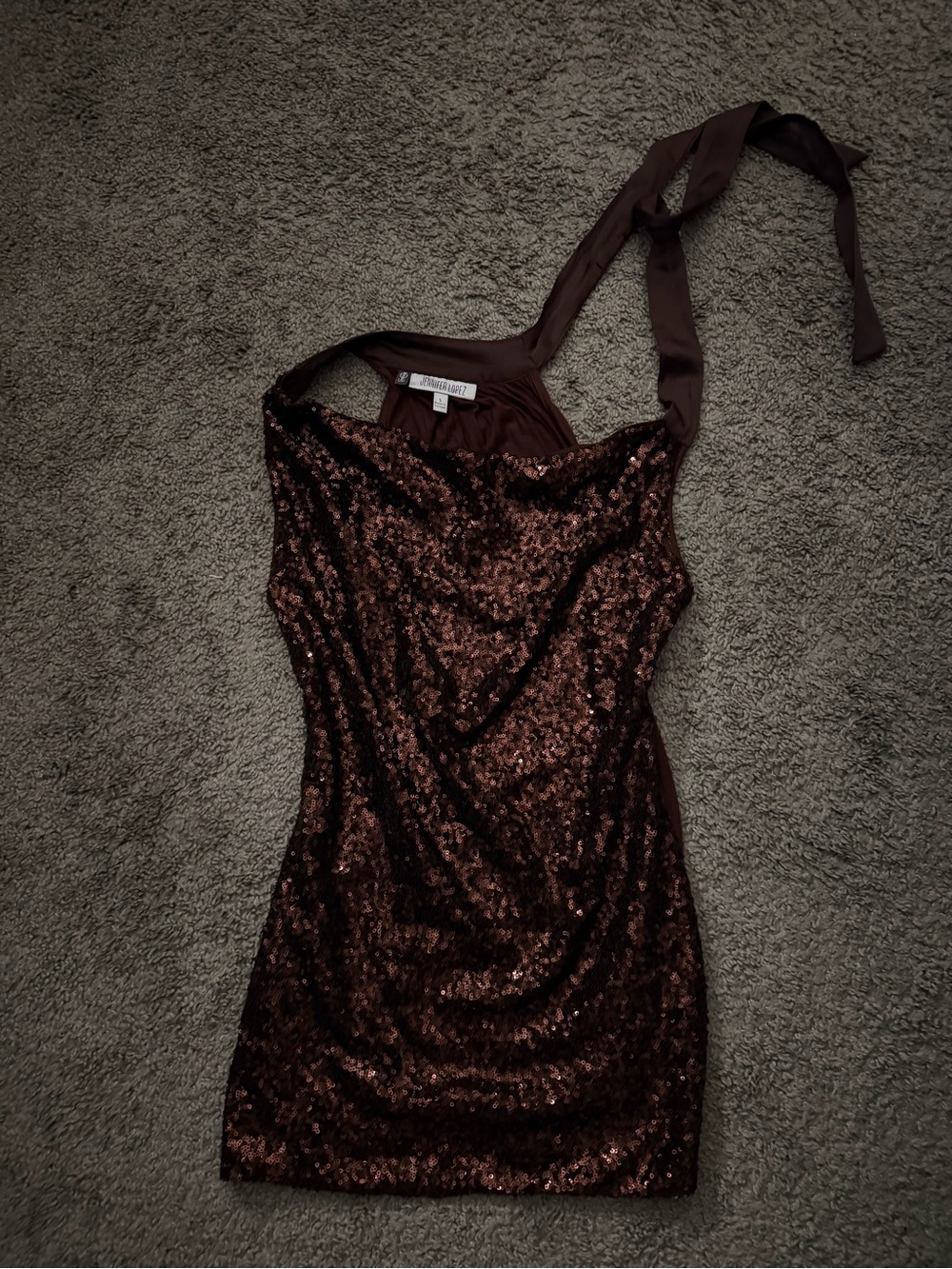Jennifer Lopez Brown Sequin Halter Top